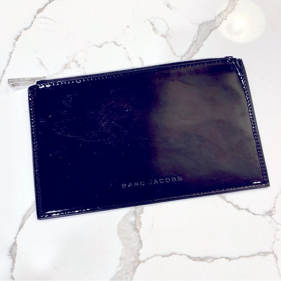 Marc Jacobs Black Patent Leather Pouch Case Makeup Cosmetics Bag - Picture 1 of 6